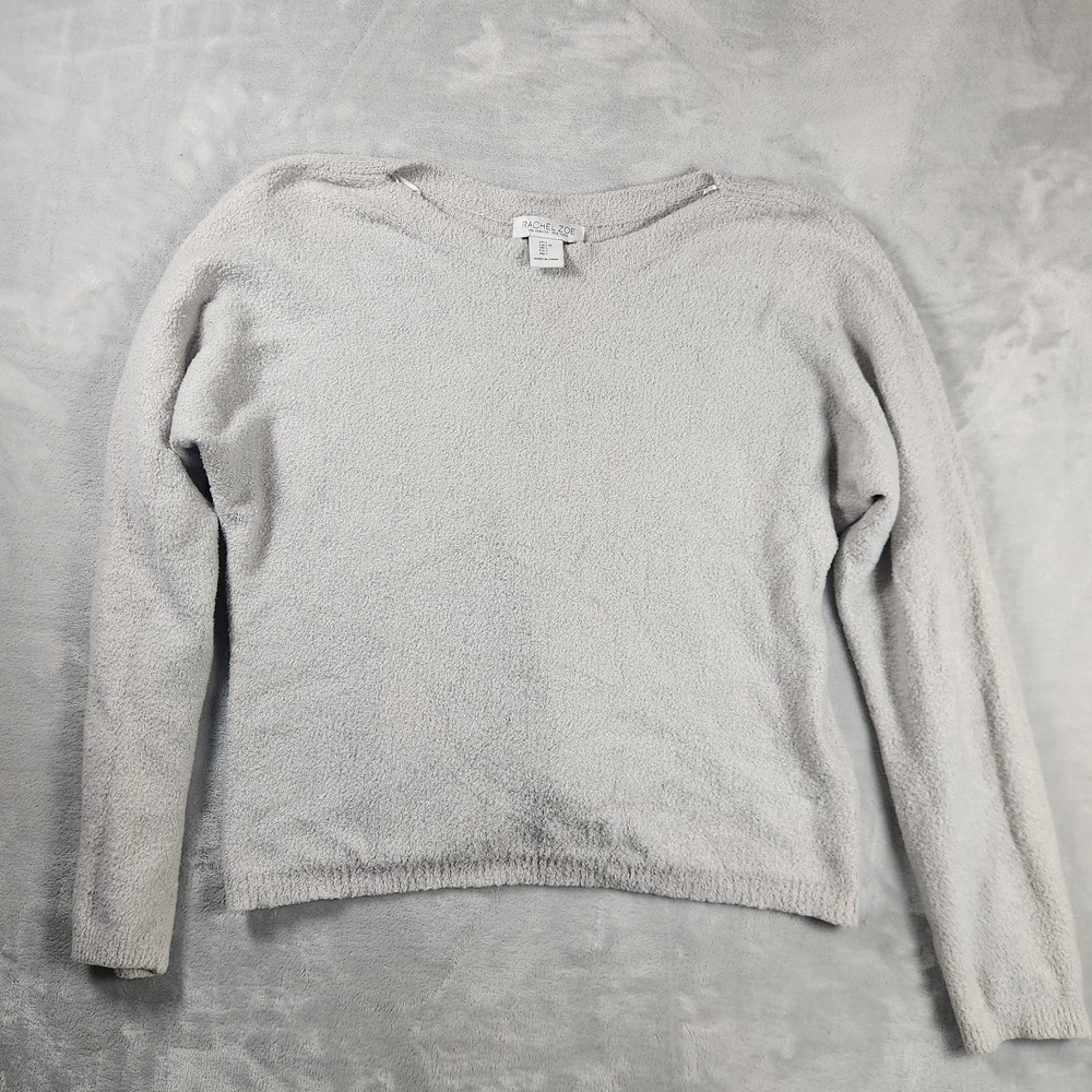 RACHEL ZOE Womens Large Cozycore Super Soft Boat Neck Sweater Faux Back Buttons